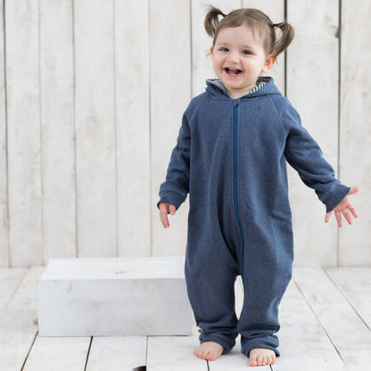 OrganicEra Organic Baby Jumpsuit cipzárral, indigó