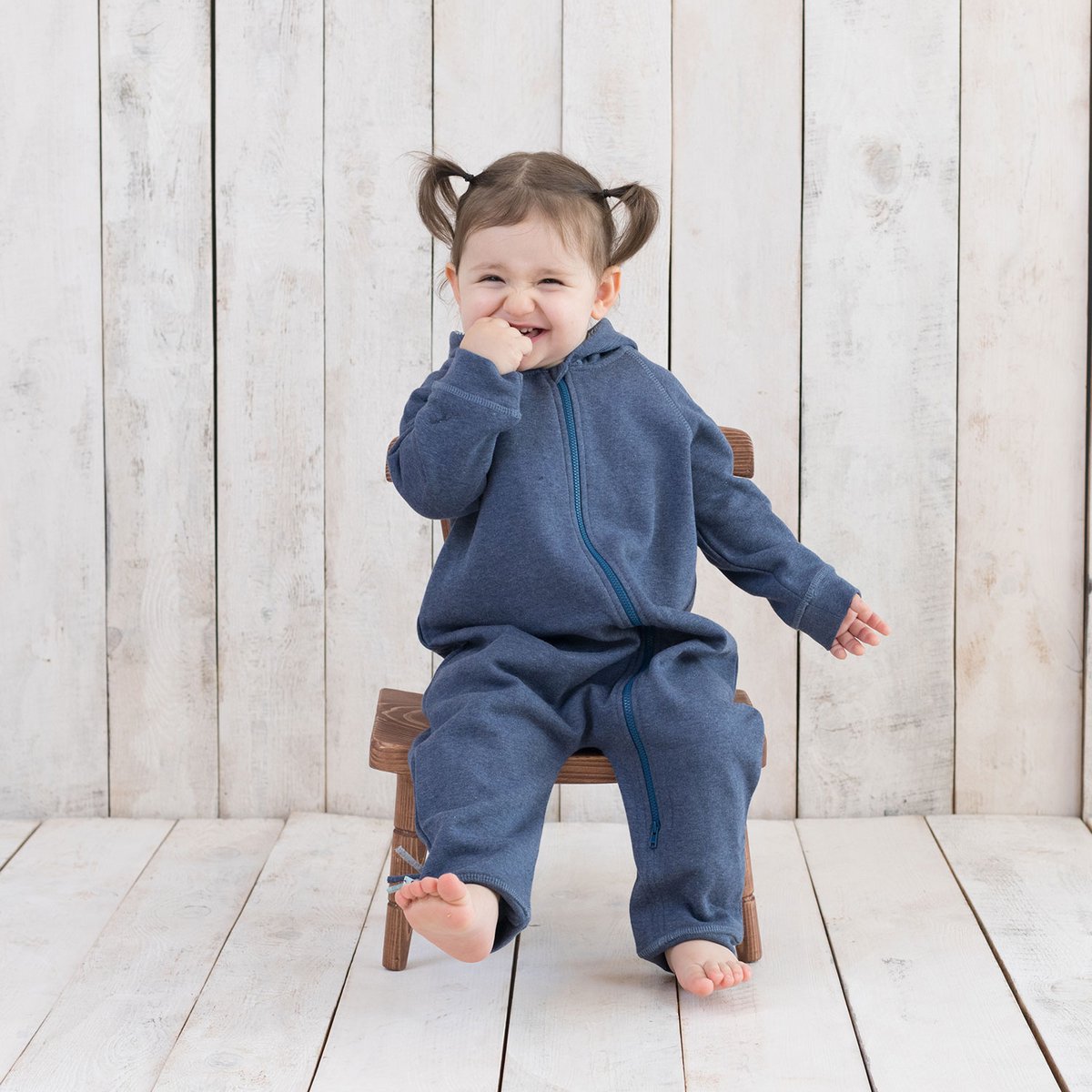 OrganicEra Organic Baby Jumpsuit cipzárral, indigó