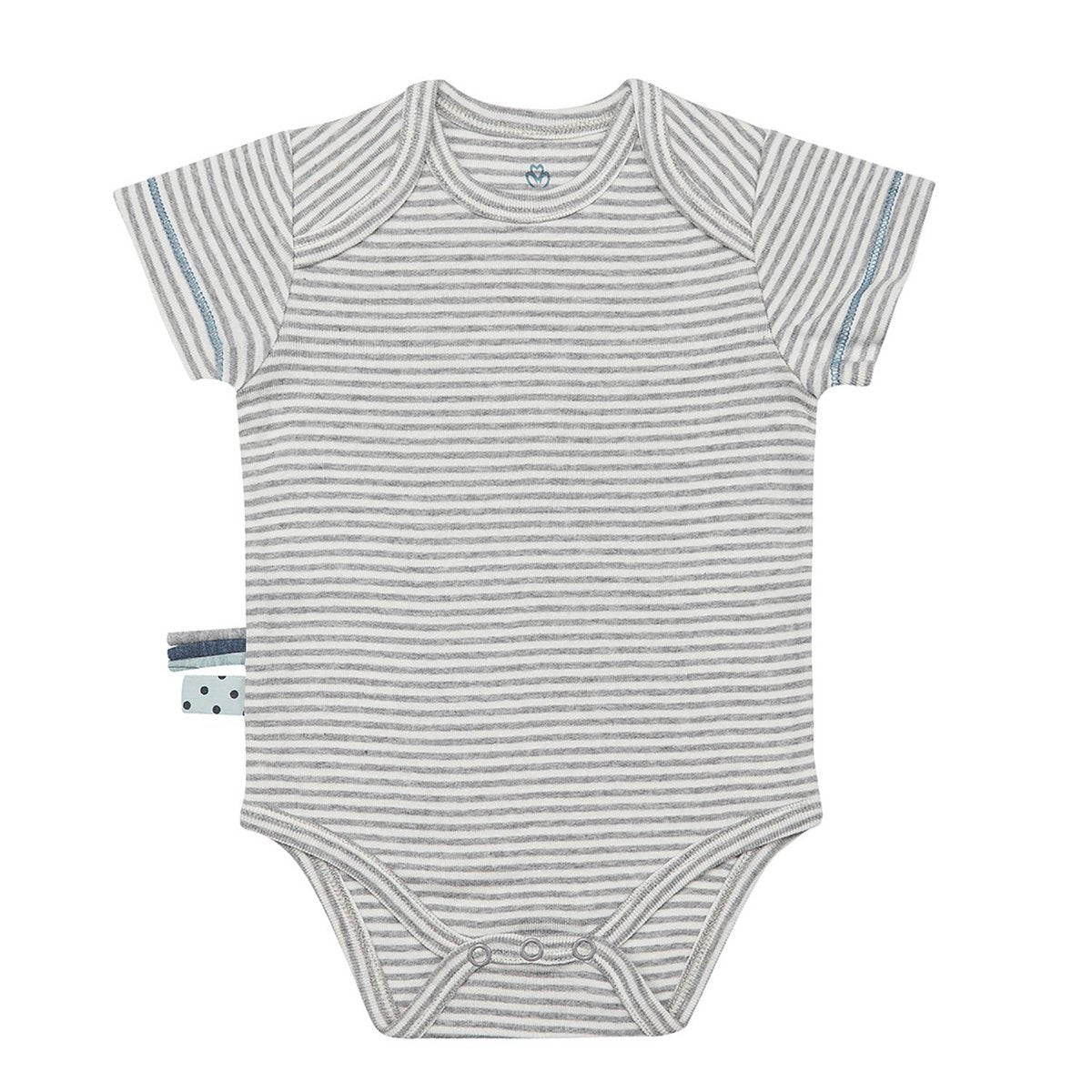 OrganicEra Organic Baby S/S Body, szürke csíkokkal