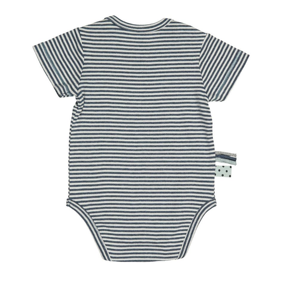 OrganicEra Organic Baby S/S Body, indigó csíkos